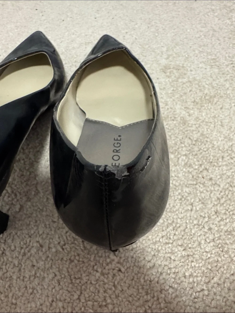 George Black Patent Pointed-Toe Mid Kitten Heel Pumps